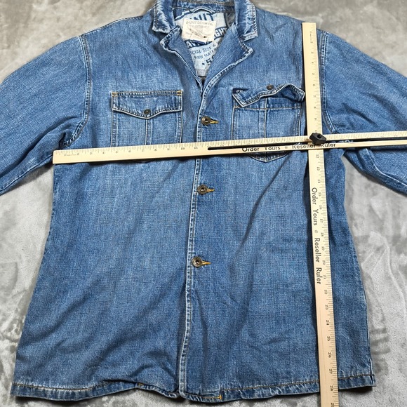 Vintage G Unit Denim Shirt Men XXL Blue Button Up Shacket Heavyweight Hiphop Y2K - Picture 10 of 11